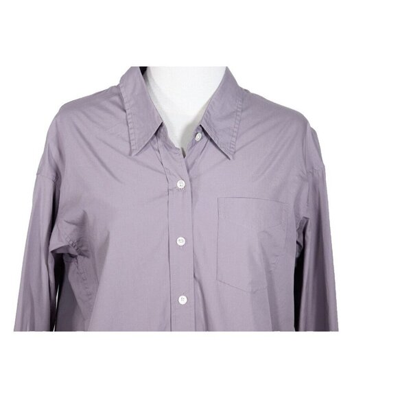 Wilfred Free Women's 2XS Purple Blouse Button Up Shirt 100% Cotton Front Pocket - Picture 2 of 7